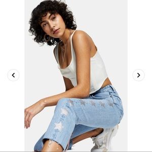 Topshop never worn Diamanté denim